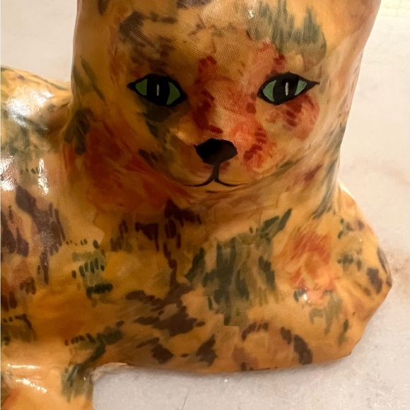 Vintage Decoupage Ceramic Chintz Cat Floral Pattern Figurine Felt Bottom - Picture 3 of 5